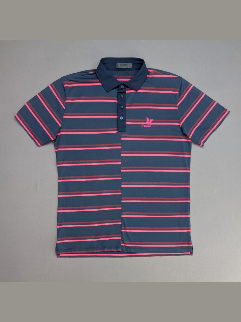 G/FORE Kapalua Striped Golf Polo Blue Pink Men's Large